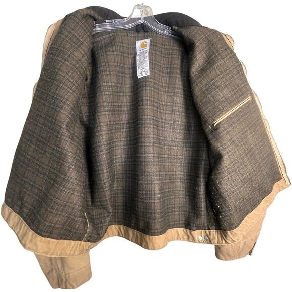 Vtg Carhartt Detroit Jacket J97 Sandstone Duck Blanket Lined Sz 2XL Reg Workwear - Picture 5 of 16